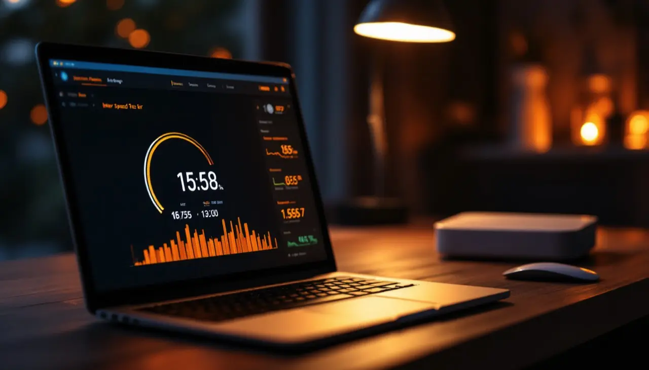 Laptop mit Internetgeschwindigkeitstest