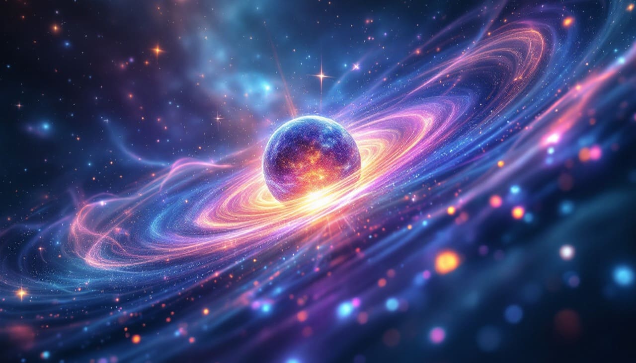 Darstellung eines subatomaren Teilchens in einem Quantenfeld