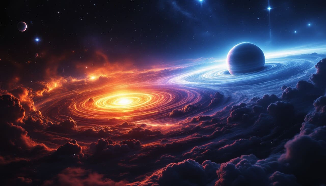 Protoplanetare Scheibe mit entstehenden Exoplaneten.