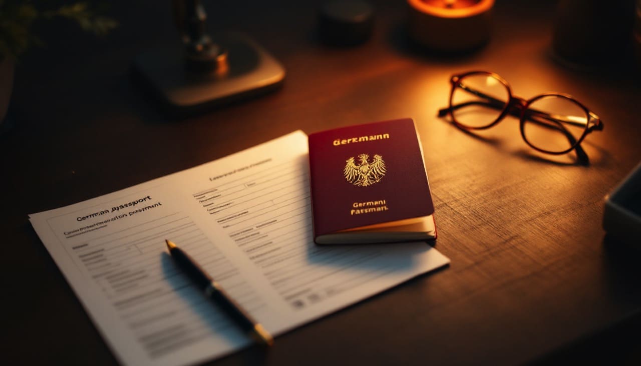 Deutscher Reisepass mit Formular und Passfoto