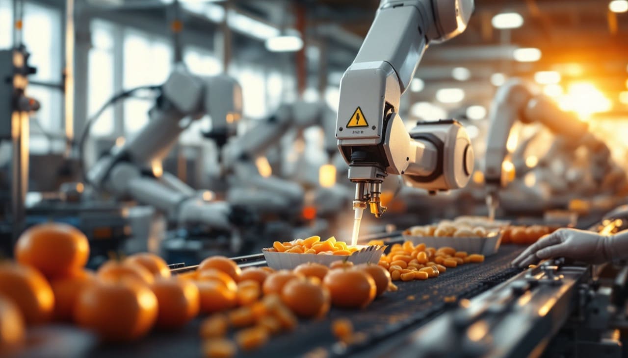 Industrieroboter in einer modernen Fabrik