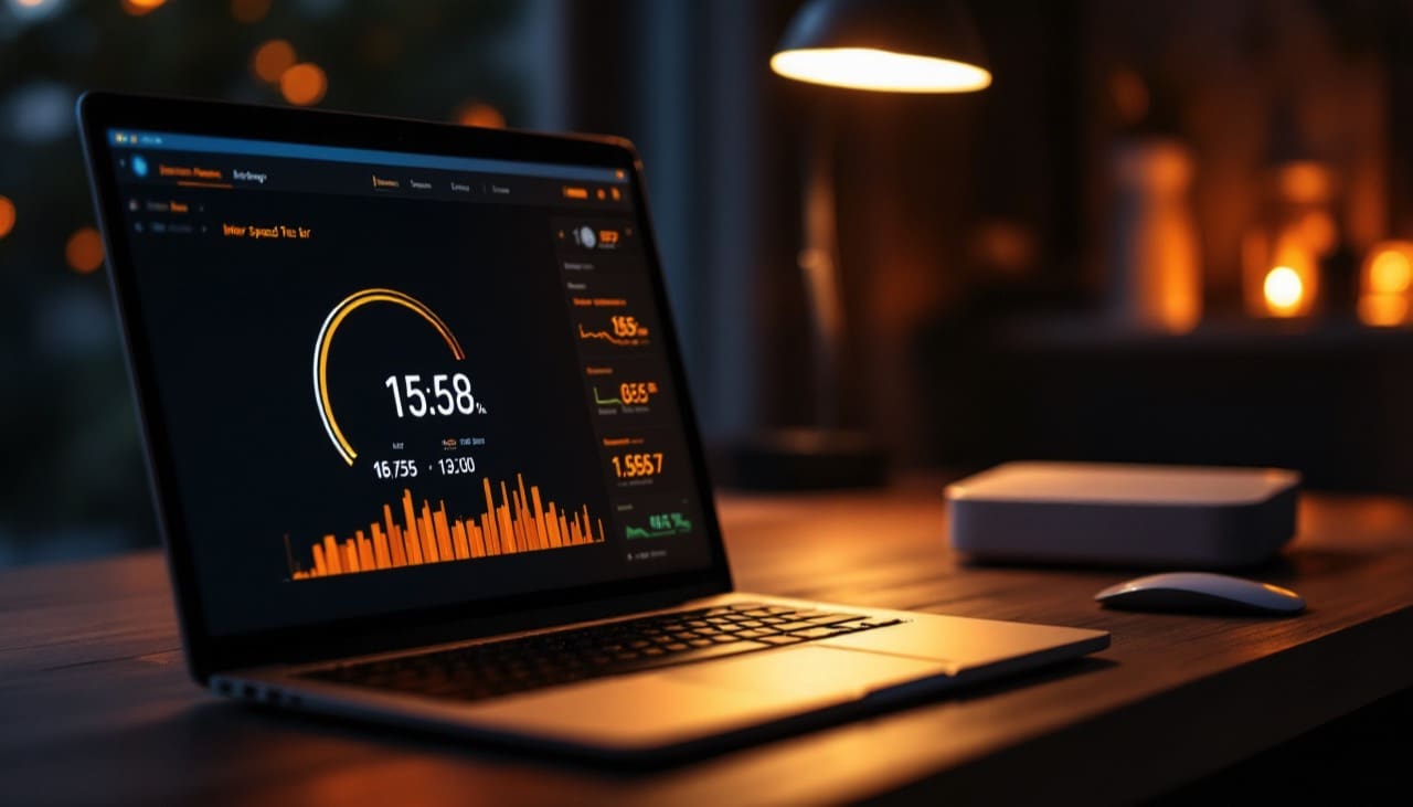 Laptop mit Internetgeschwindigkeitstest